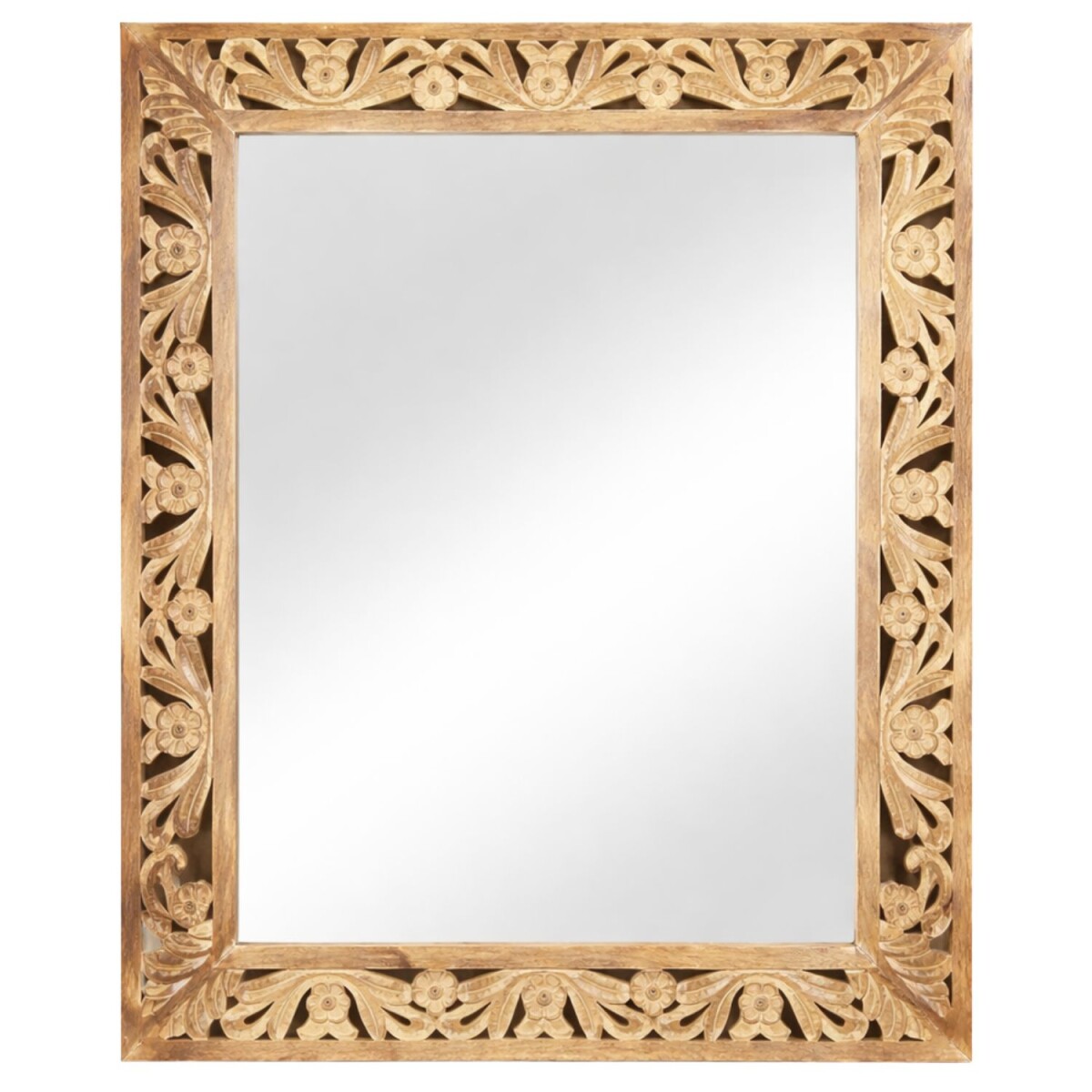 Miroir mural Kirpal Nature, style oriental, bois massif, 79 