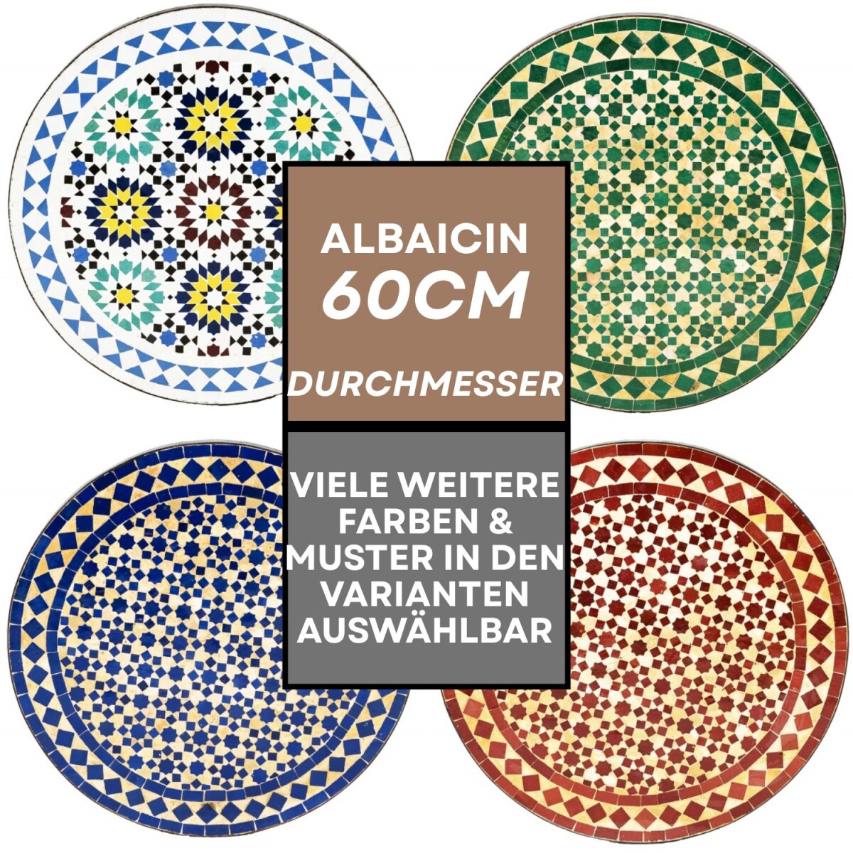 Table en mosaïque marocaine Albaicin, Ø 60 cm | 