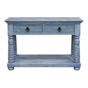 Console Rangan bleue 97 cm en bois massif, style...