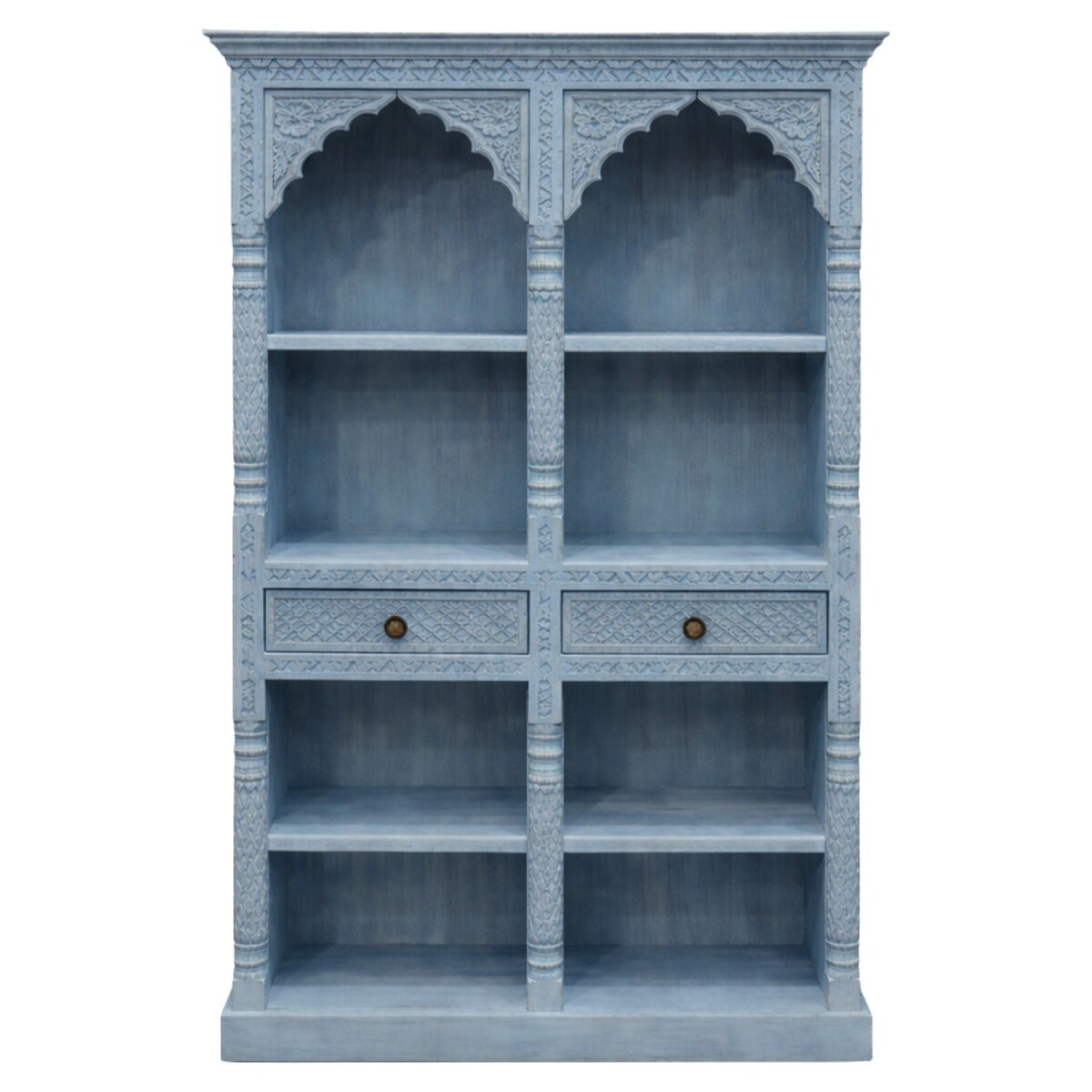 Biblioth&egrave;que Rekha bleue 195 cm en bois...
