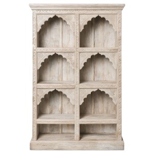 Bibliothèque Rinara blanche 160 cm en bois massif,...