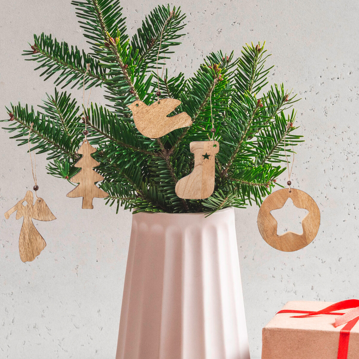Lot de 5 pendentifs de Noël en bois pour la déco