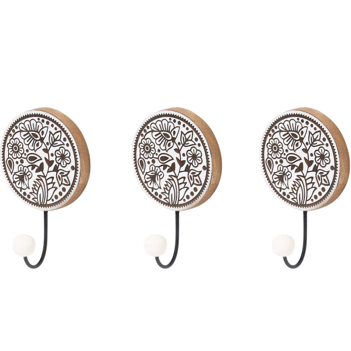 Lot de 3 crochets muraux orientaux « Hares » -1-