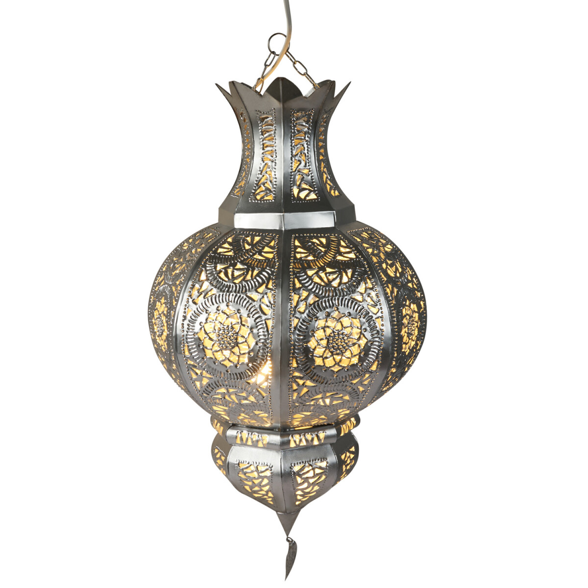 Suspension Kumira argentée 60 cm | Lampe marocaine en