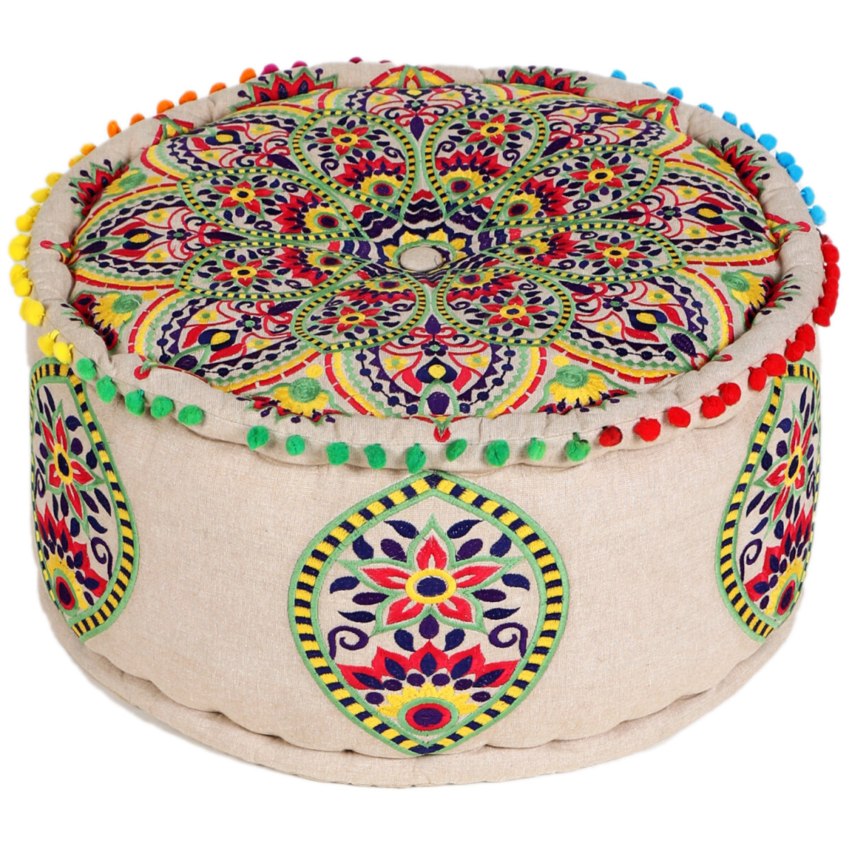 Pouf décoratif oriental Hakika, 50 cm, multicolore