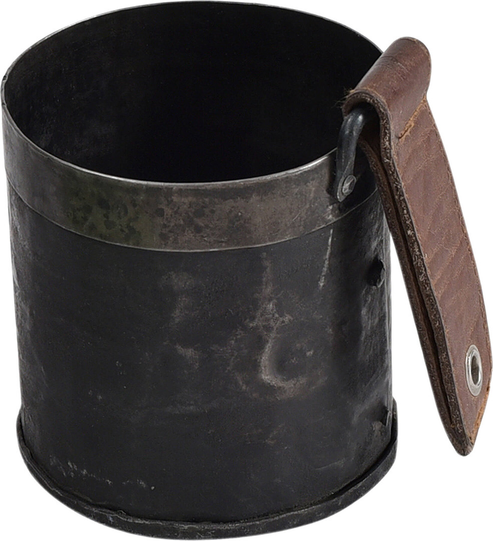 Récipient en fer Kayser avec lanière en cuir