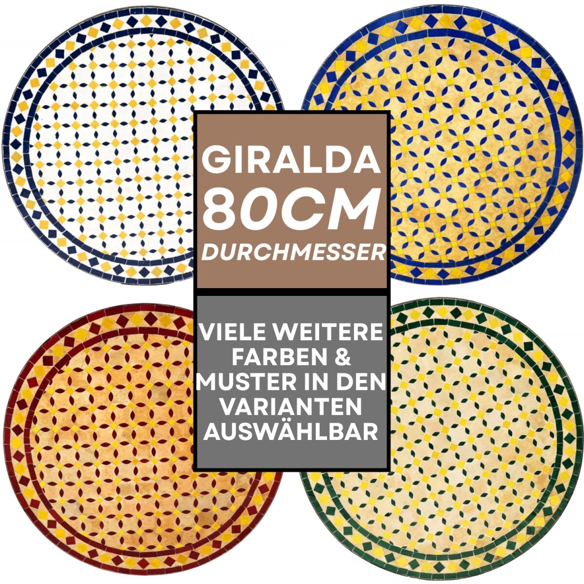 Table en mosaïque marocaine Giralda 80 cm | Fabriqu&eac
