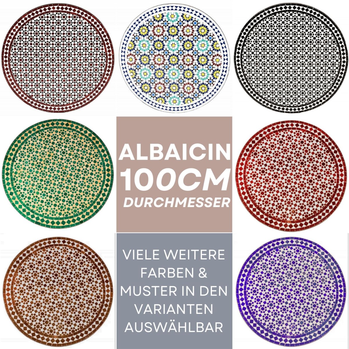 Table en mosaïque marocaine Albaicin 100 cm | Fabriqu&e