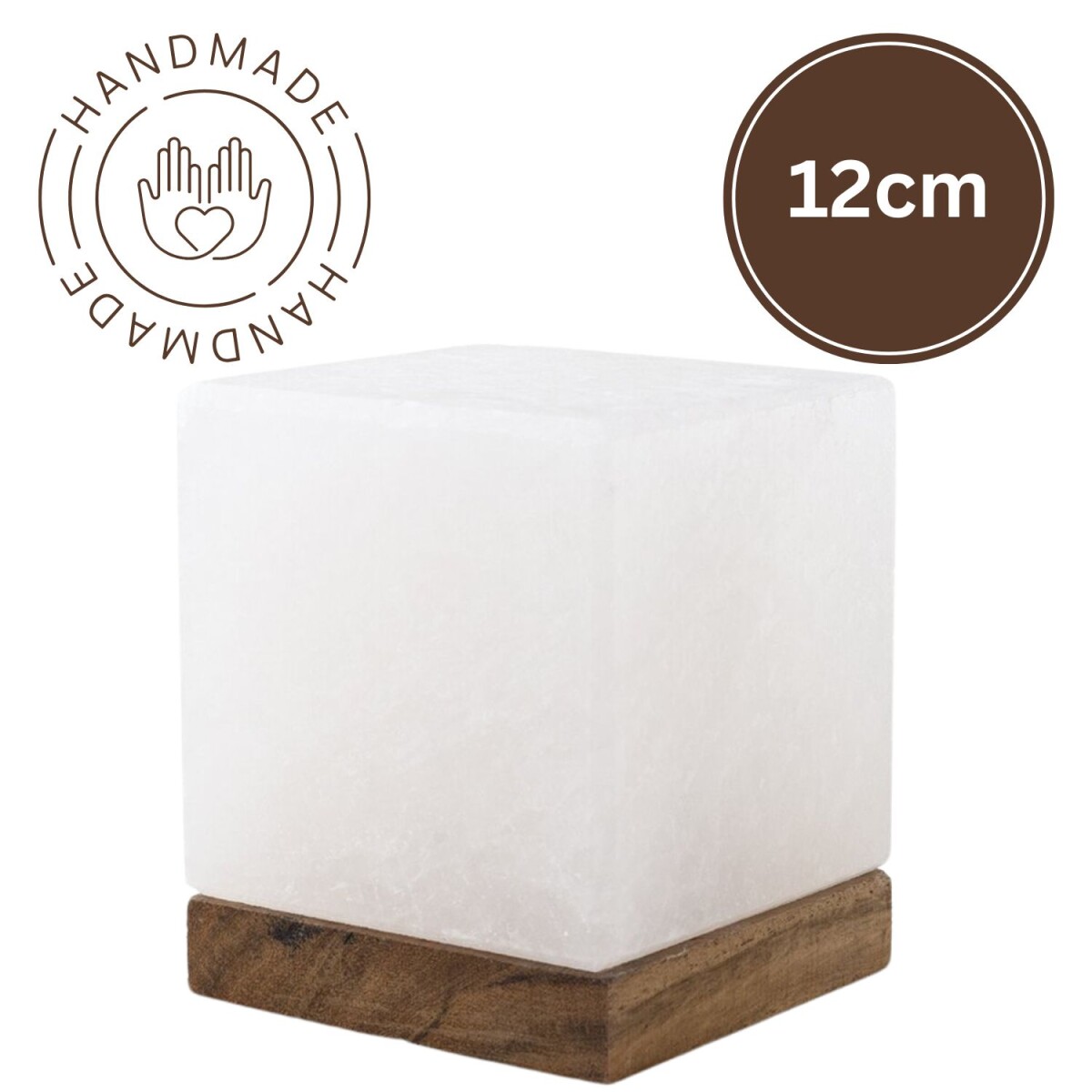 Cristal de sel lumineux KUBUS 12 cm, gamme White Line, desig