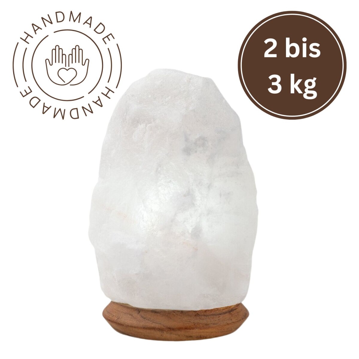 Cristal de sel lumineux ROCK 3 kg White Line avec socle en b