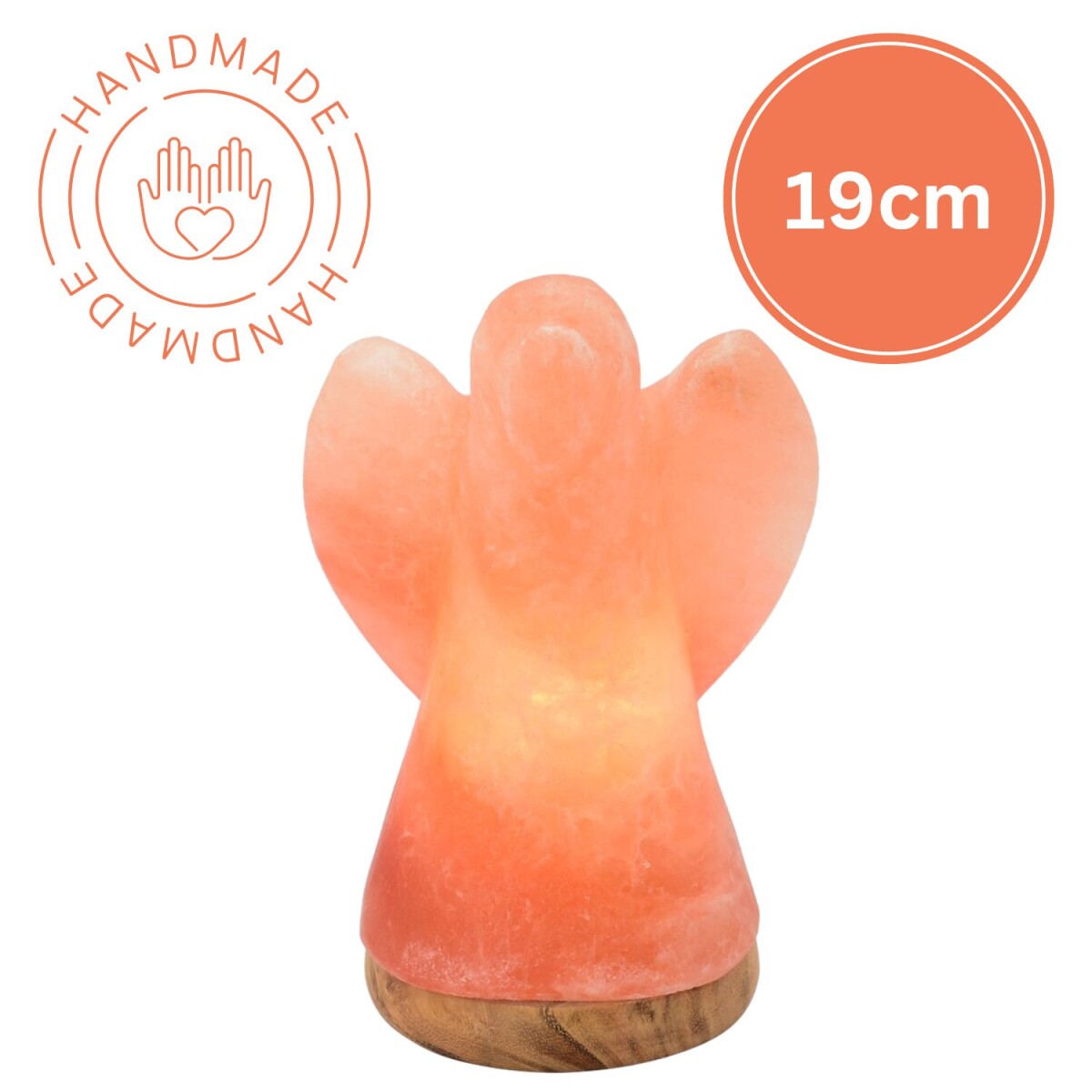 Cristal de sel lumineux « ANGEL » 19 cm avec soc