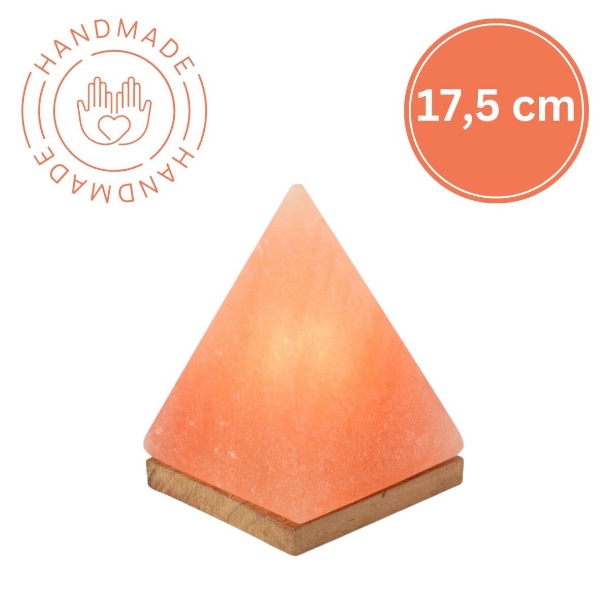 Pyramide en cristal de sel lumineuse, H 17,5 cm, cristal de 