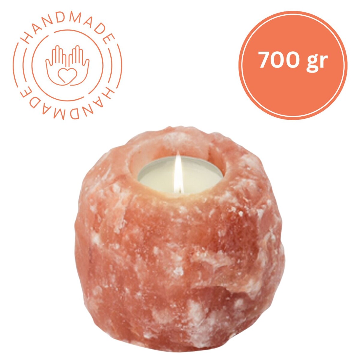 Photophore en cristal de sel ROCK | Fait main | 700 g | Pi&e