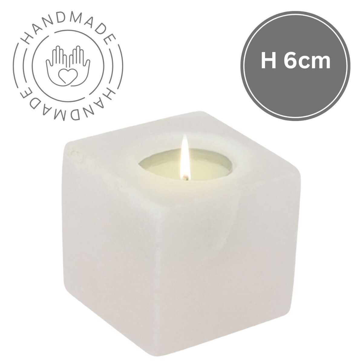 Photophore en cristal de sel « Cube » White Line