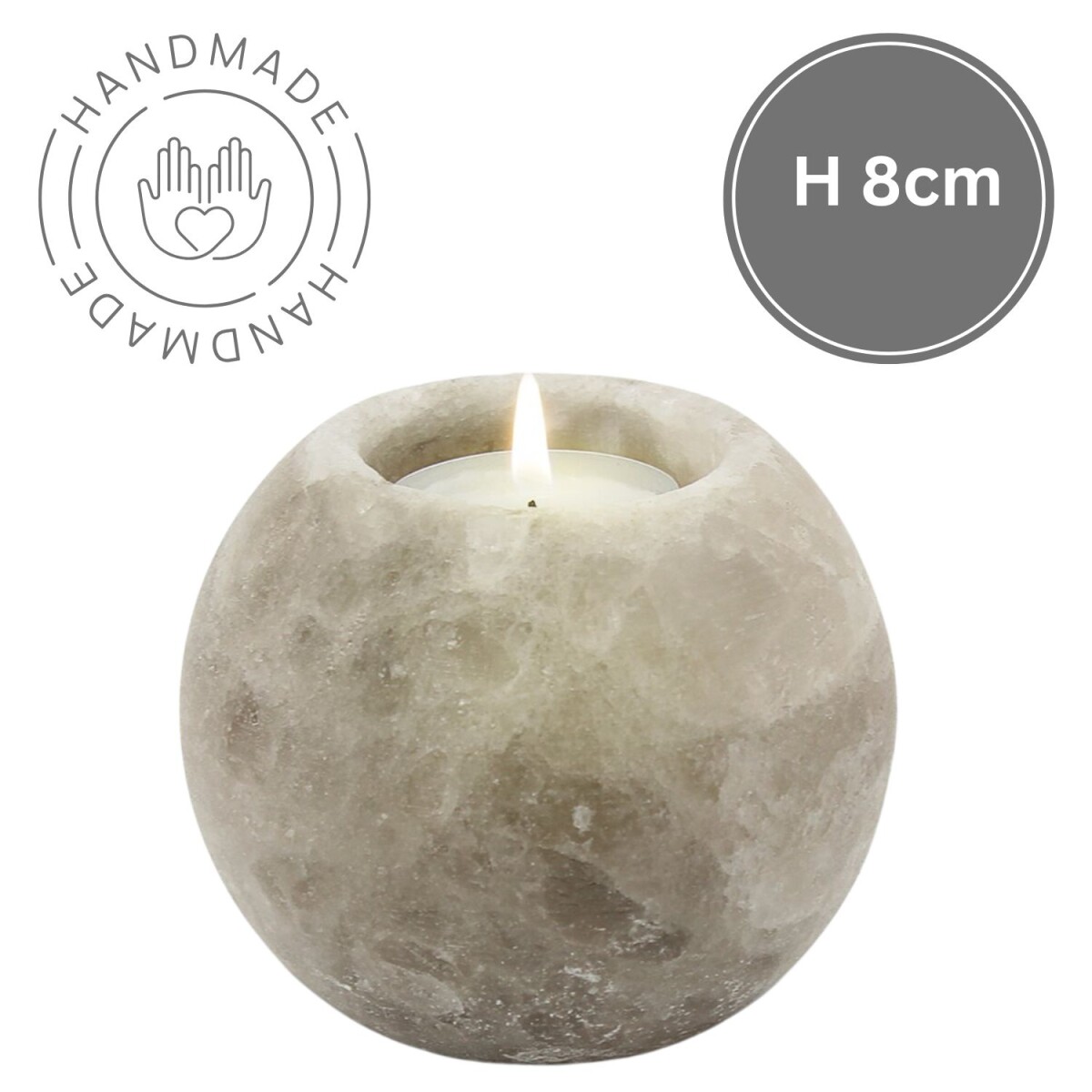 Photophore rond en cristal de sel Grey L box