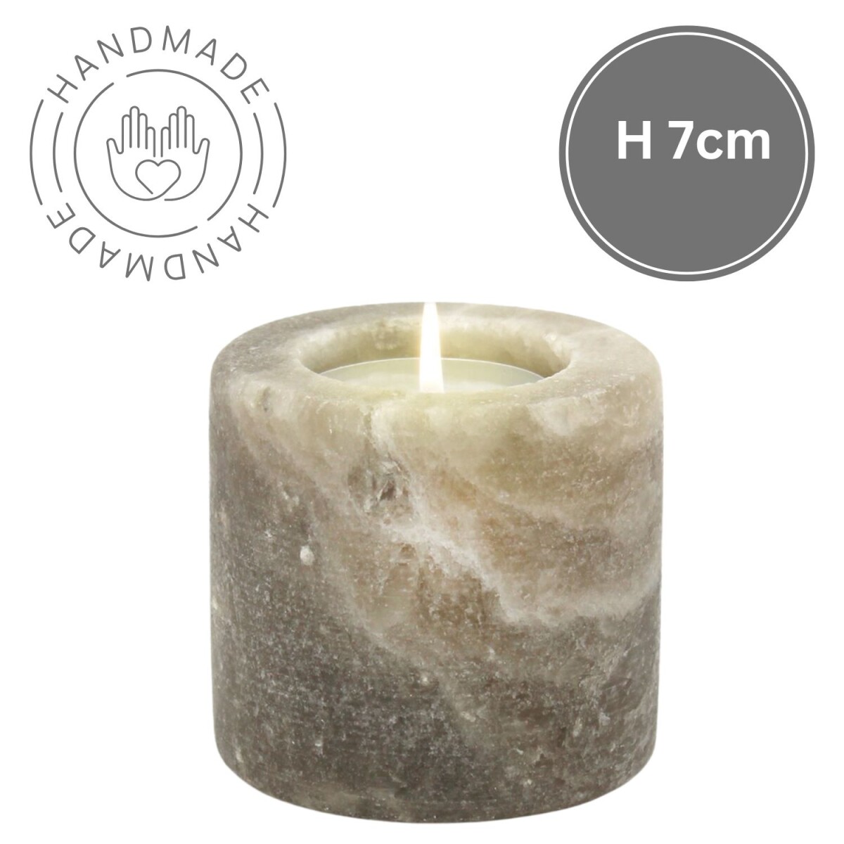 Photophore cylindrique en cristal de sel Grey Line | Fait ma