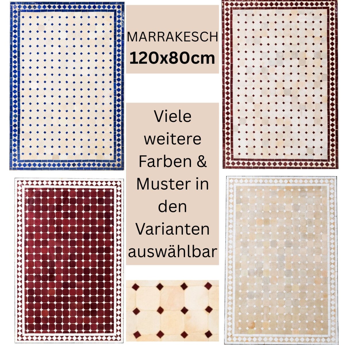 Table en mosaïque marocaine Marrakech 120 x 80 cm | Fab