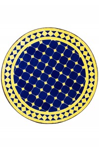 Table en mosaïque marocaine, bleu et jaune de...