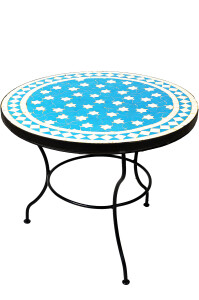 Table marocaine en mosaïque Estrella, turquoise et...