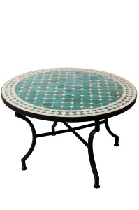 Table en mosaïque marocaine, Marrakech, vert et...