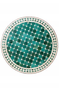 Table en mosaïque marocaine, Marrakech, vert et...