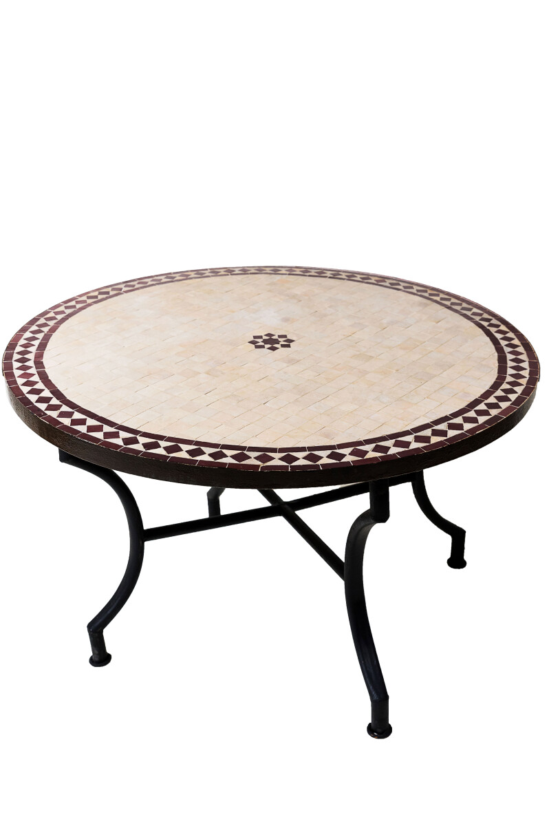 Table en mosaïque marocaine Bilbao Beige Bordeaux, &osl