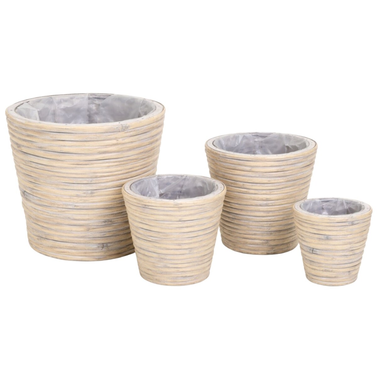 Pot de fleurs en rotin gris | Lot de 4 paniers à plan