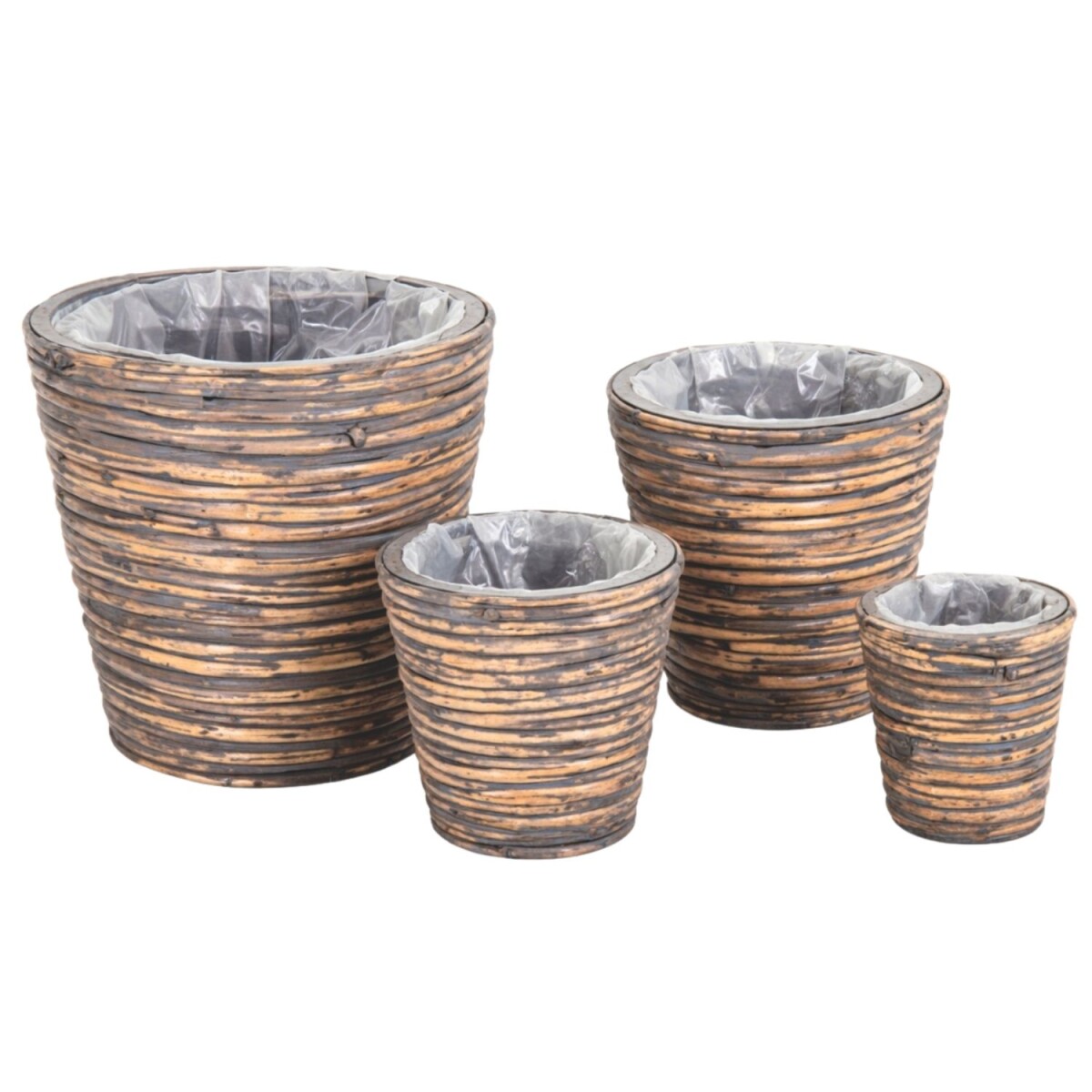 Pot de fleurs en rotin marron | Lot de 4 paniers à pl