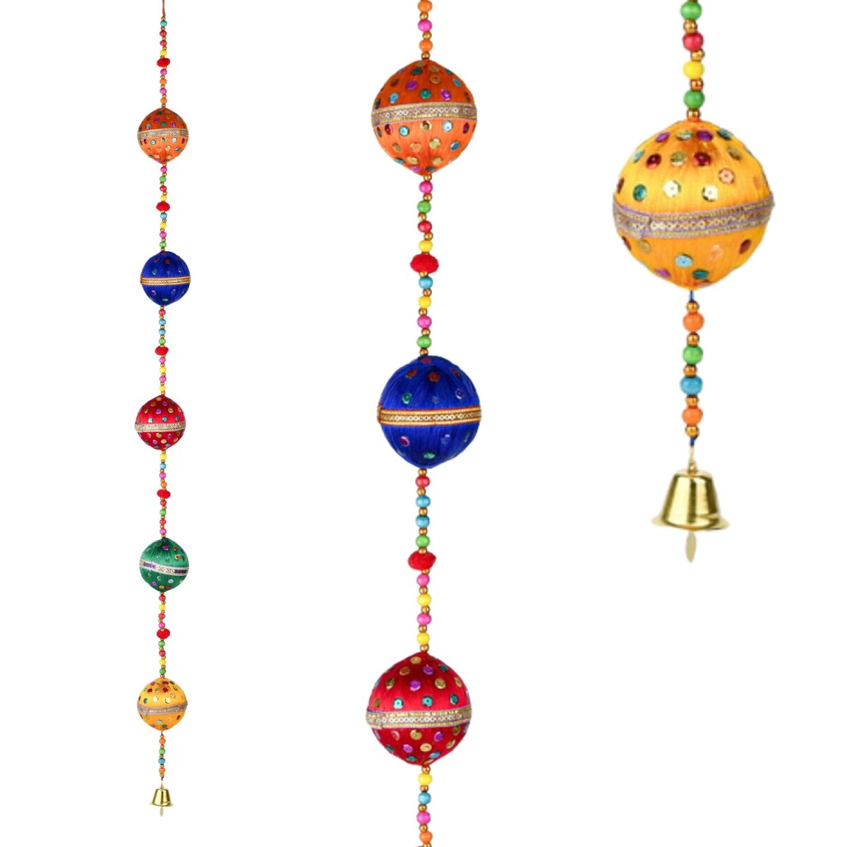 Guirlande décorative Chakra multicolore avec cinq bou