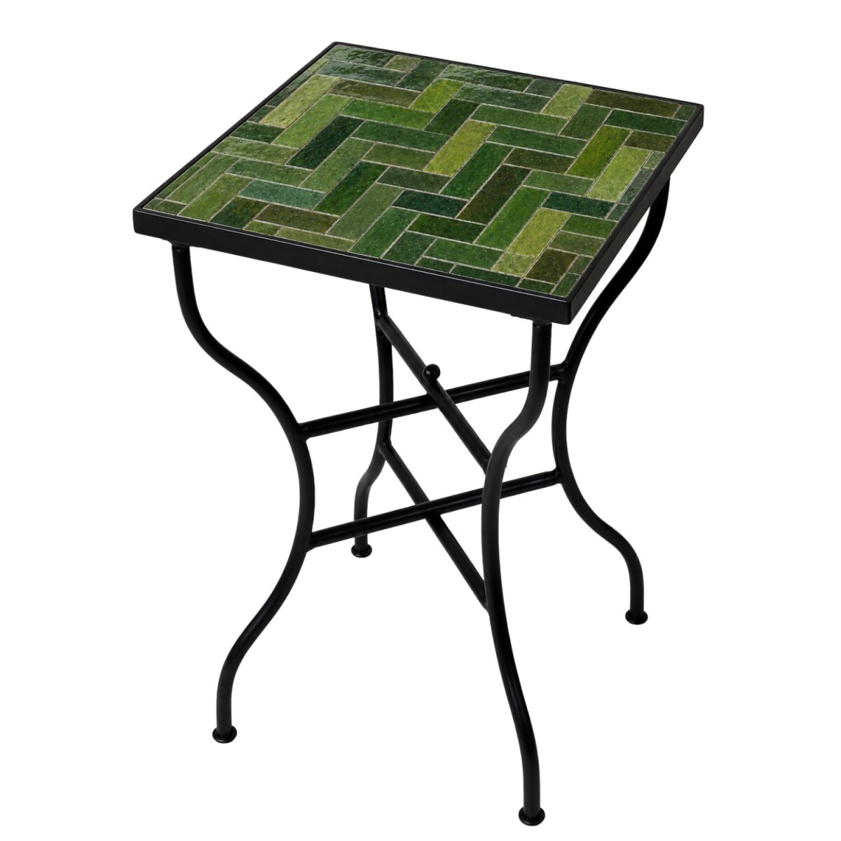 Table marocaine en mosaïque, verte, box