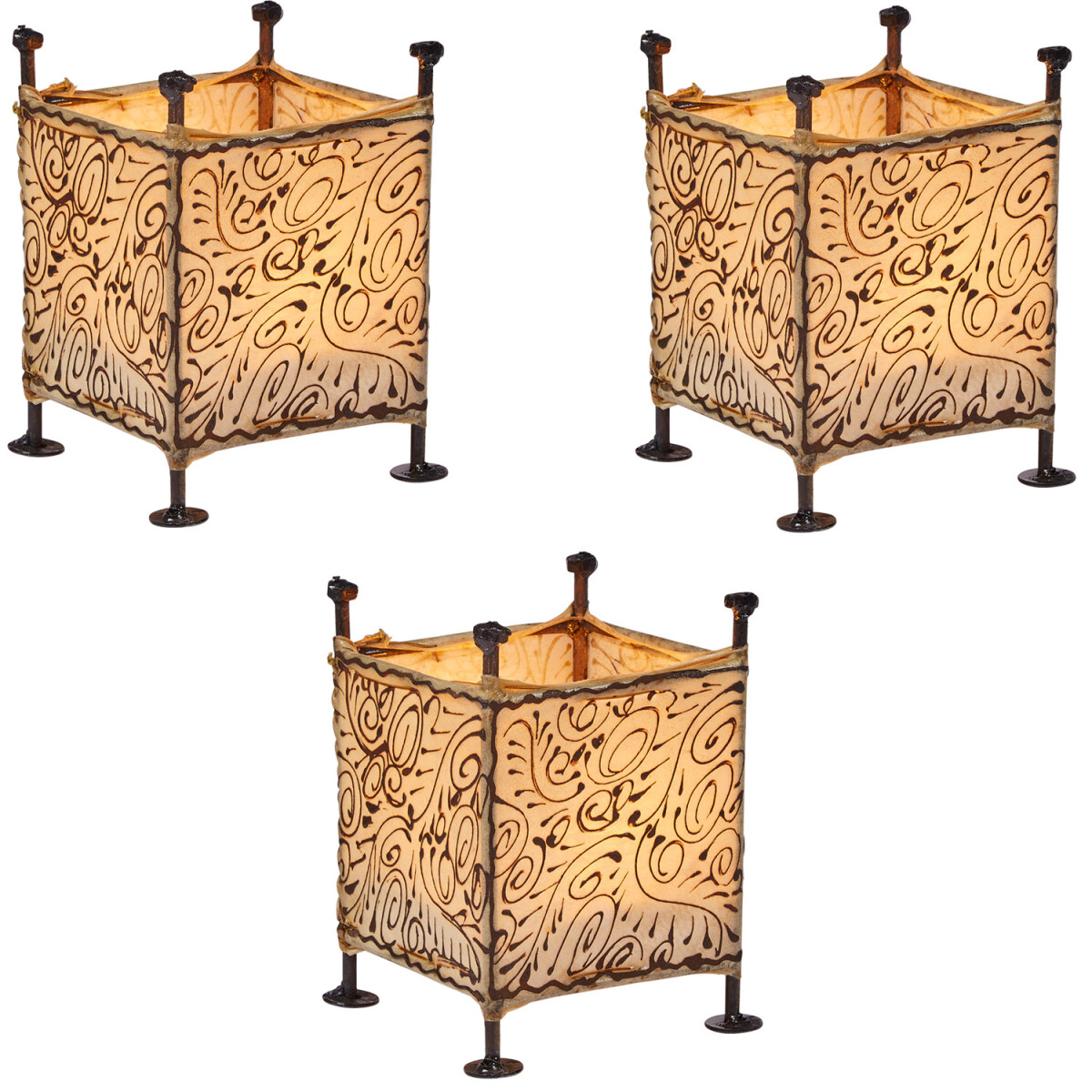 Lot de 3 photophores « Mediterrane box