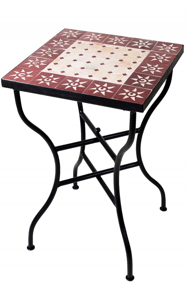 Table en mosaïque marocaine « Soleil » beig