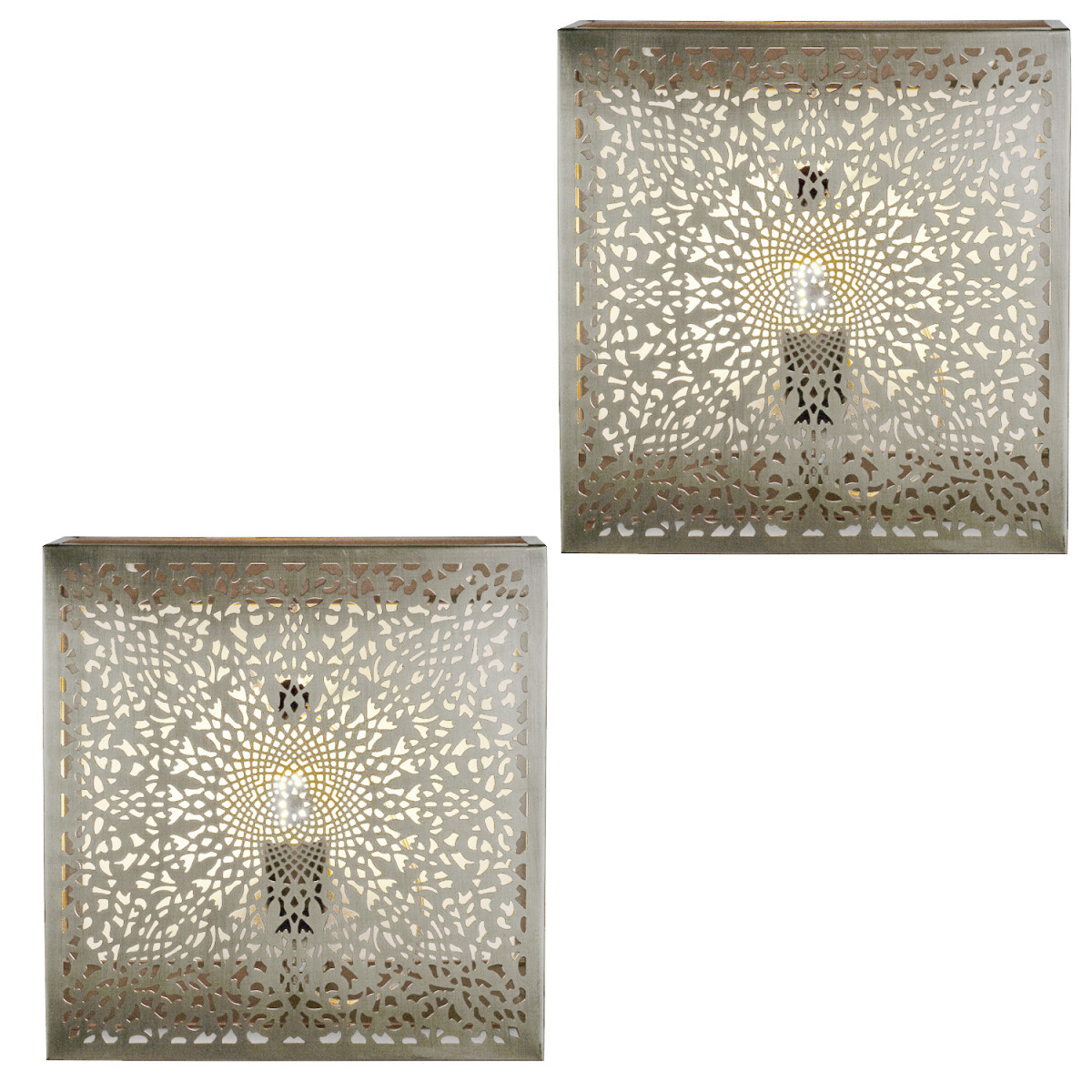 Lot de 2 appliques murales Yakin argentées, H 27 cm |