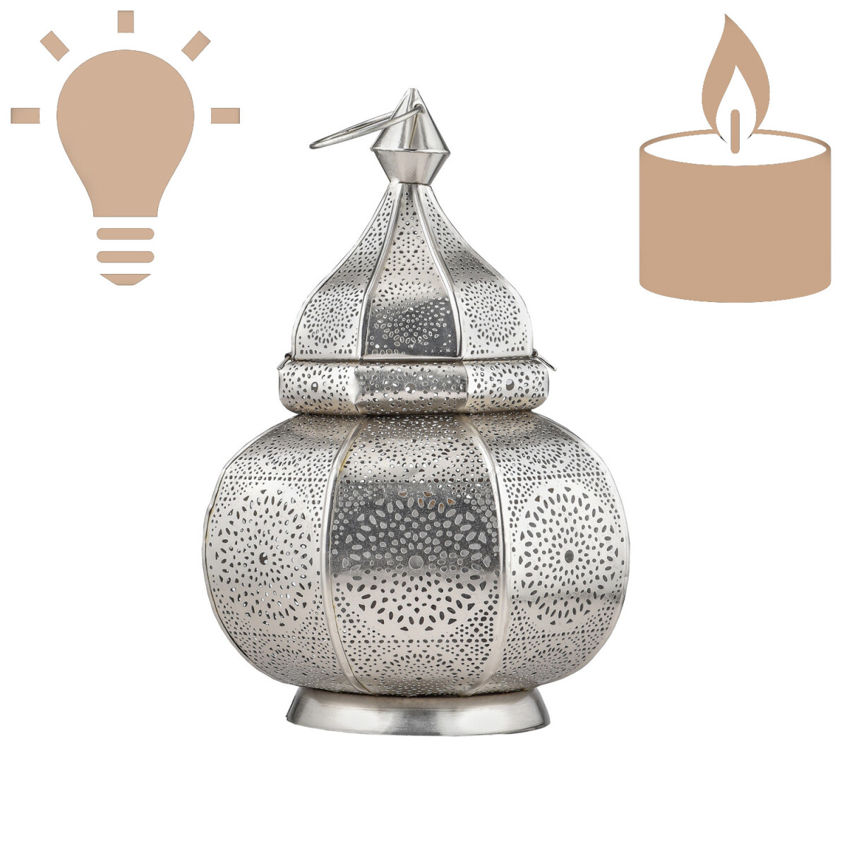 Lampe de table de style oriental Lamisa, argent