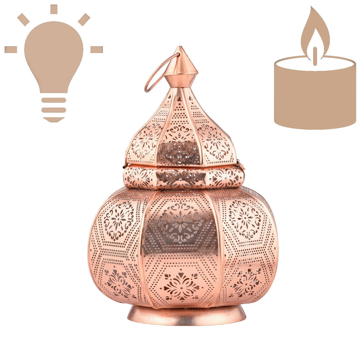 Lampe de chevet de style oriental Mahana en cuivre