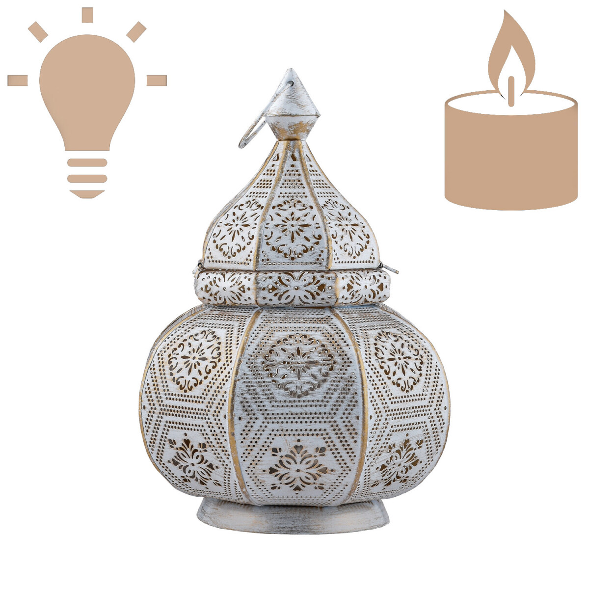 Lampe de chevet de style oriental Mahana, blanche