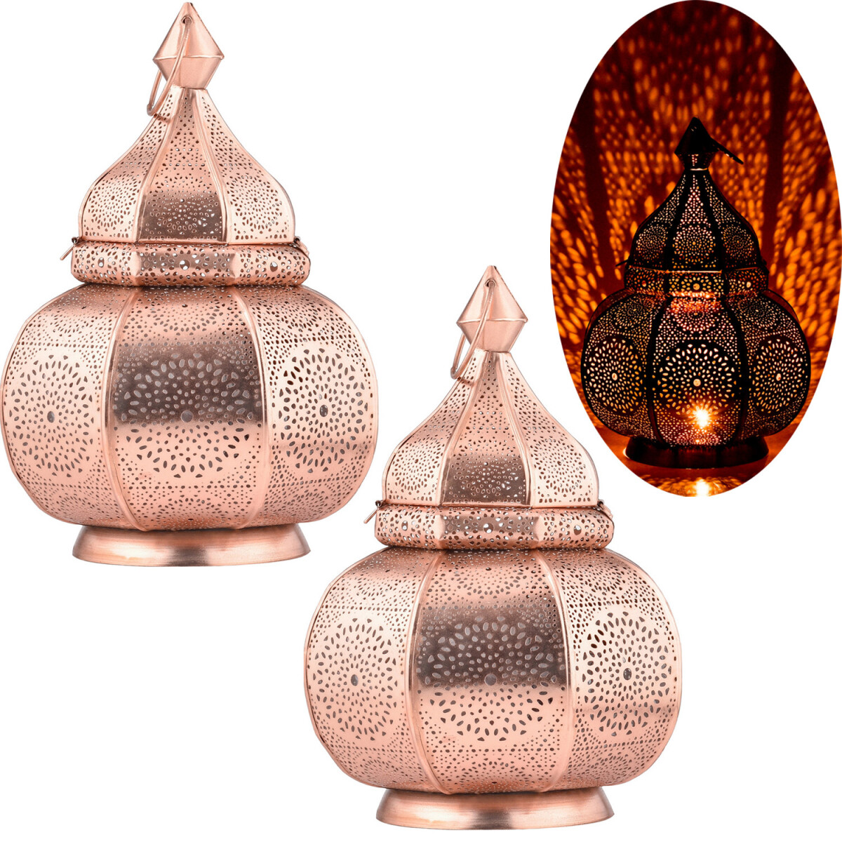 Lot de 2 lampes de table orientales Lamisa en cuivre