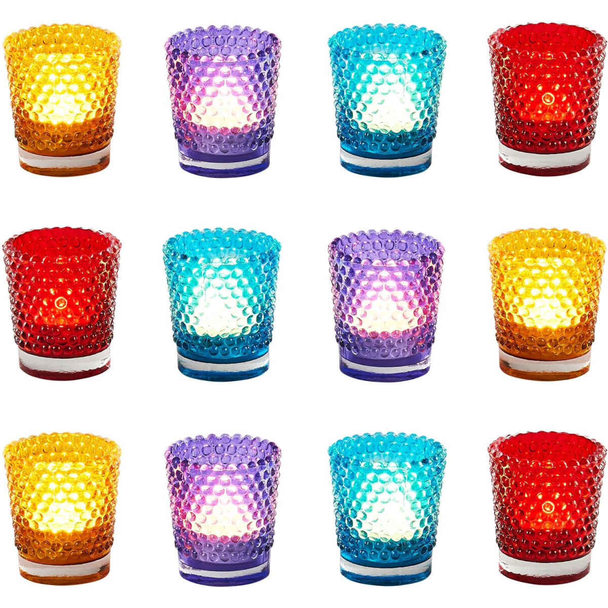 Lot de 12 verres décoratifs pour bougies chauffe-plat