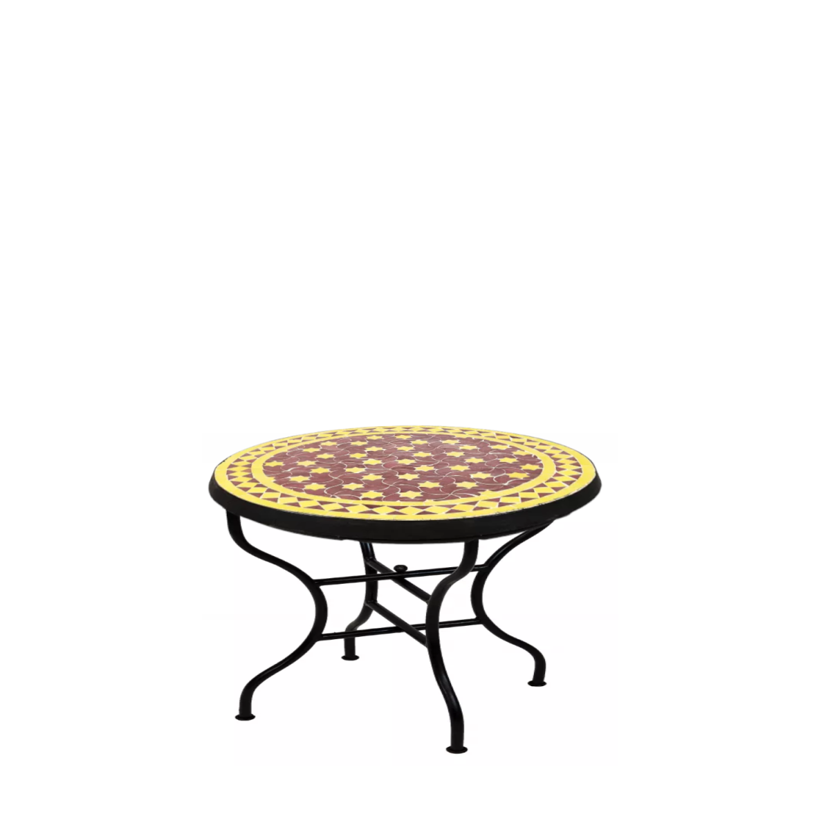 Table en mosaïque marocaine Estrella, jaune bordeaux, &