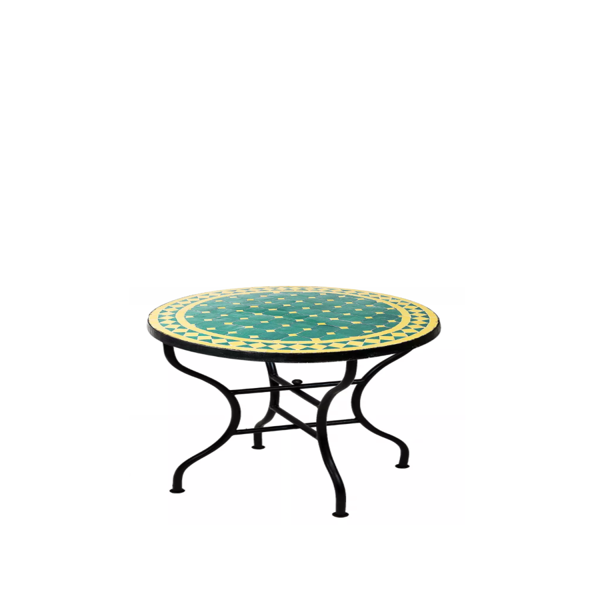 Table en mosaïque orientale Marrakech, verte et jaune, 
