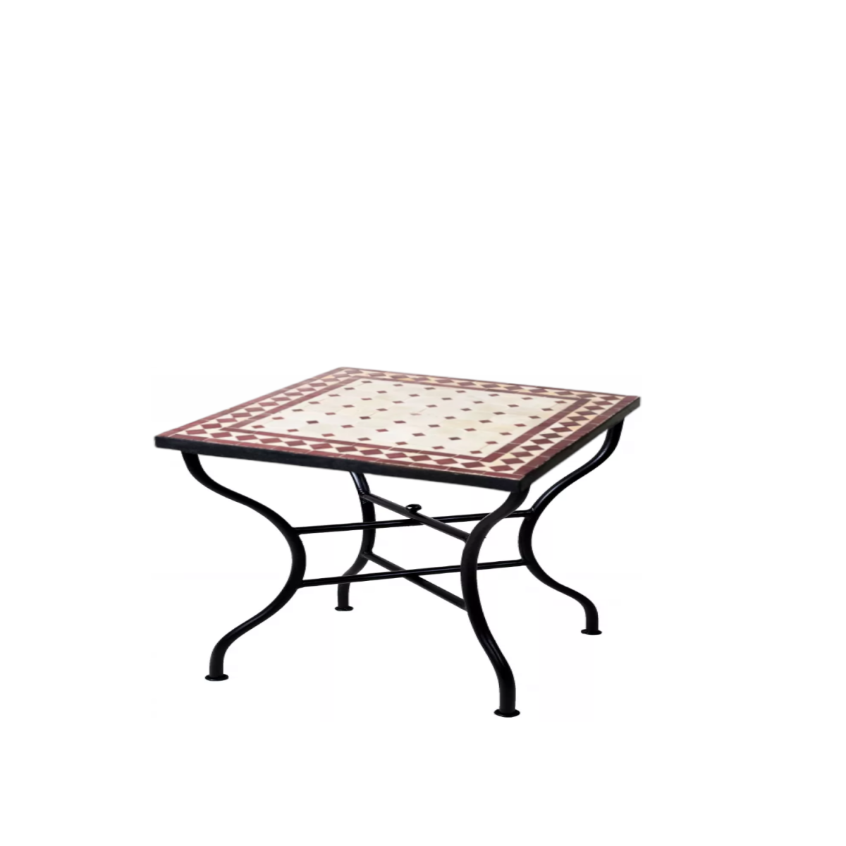 Table en mosaïque marocaine Marrakech, beige et bordeau