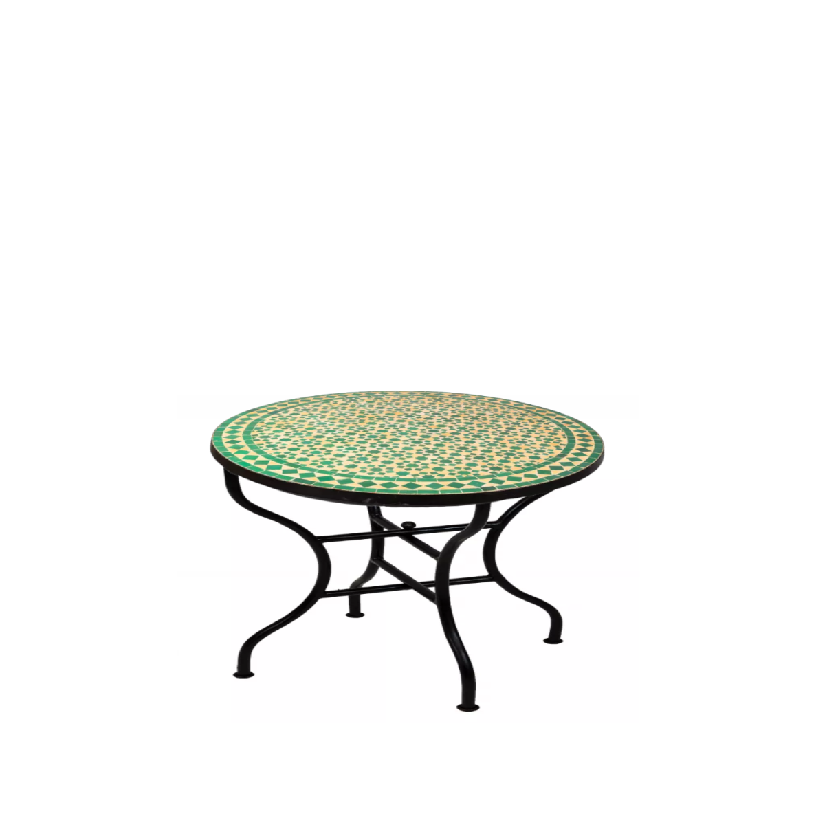 Table en mosaïque marocaine Albaicin beige et vert, 80 