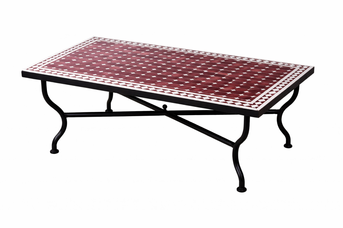 Table en mosaïque marocaine Marrakech, blanc bordeaux, 