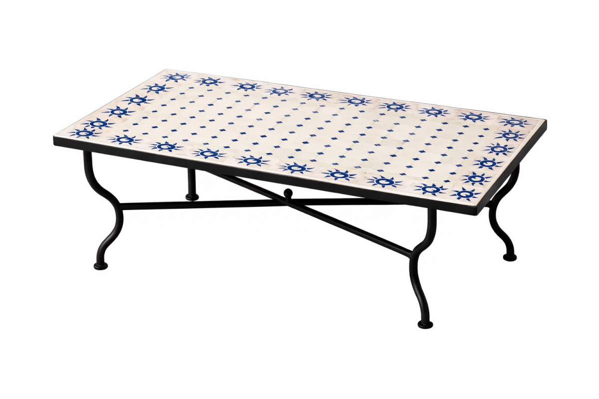 Table en mosaïque marocaine Soleil Beige Bleu 120 x 80 
