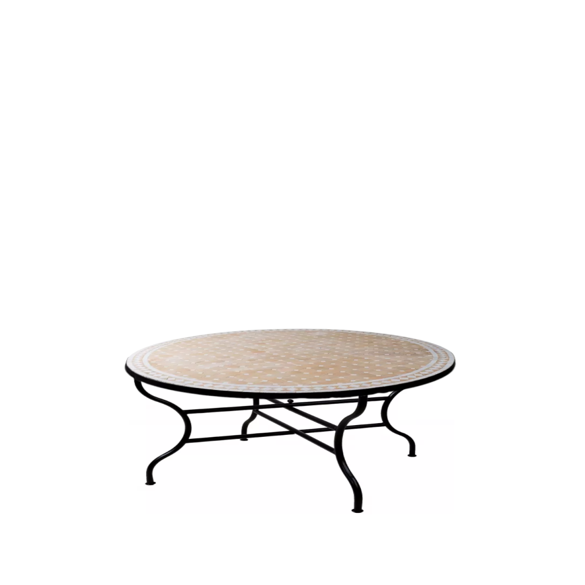 Table en mosaïque marocaine Marrakech, beige et blanc, 