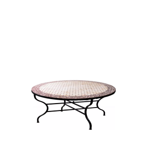 Table marocaine en mosaïque Meknès, beige et...