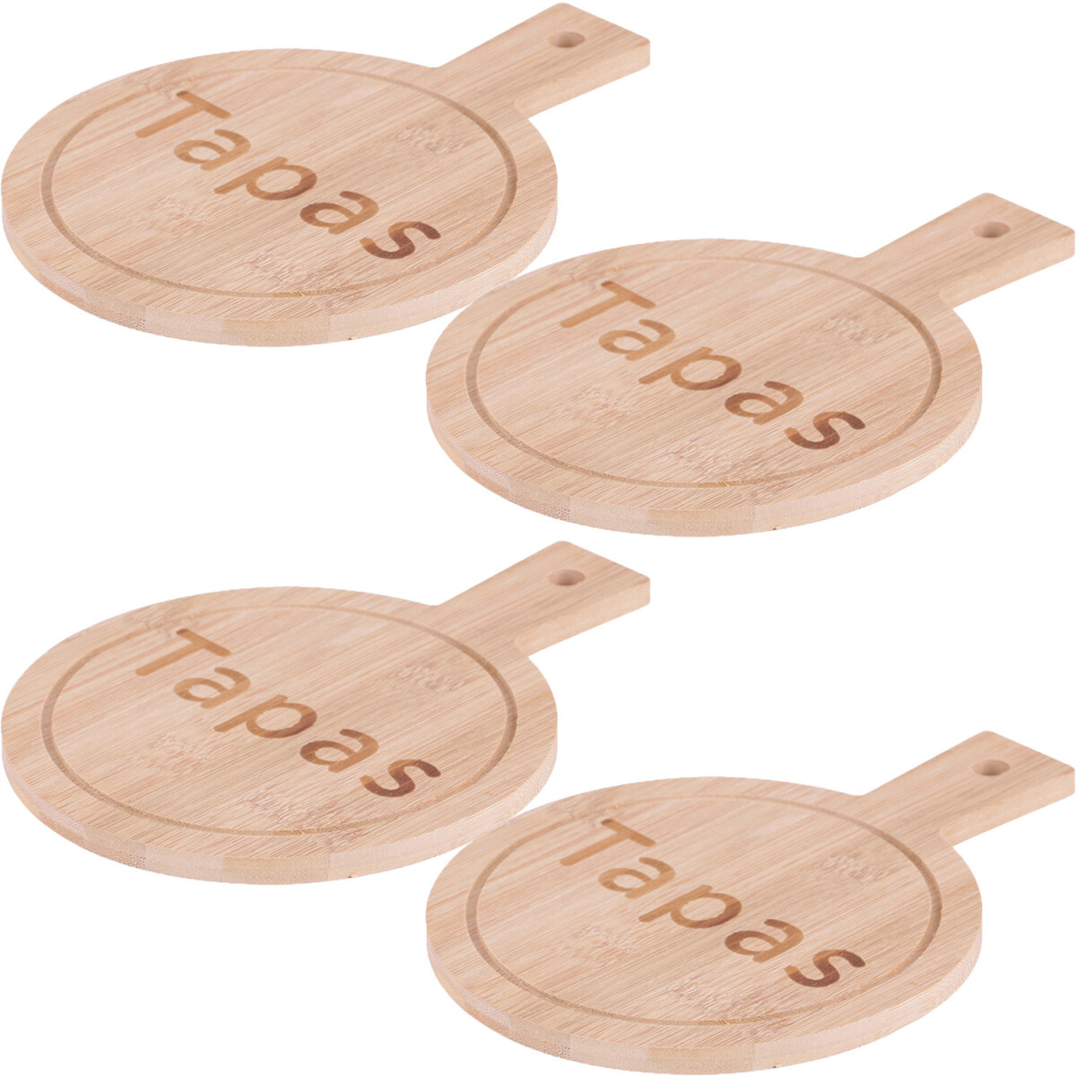 Lot de 4 plateaux à tapas en bambou pour le service, 