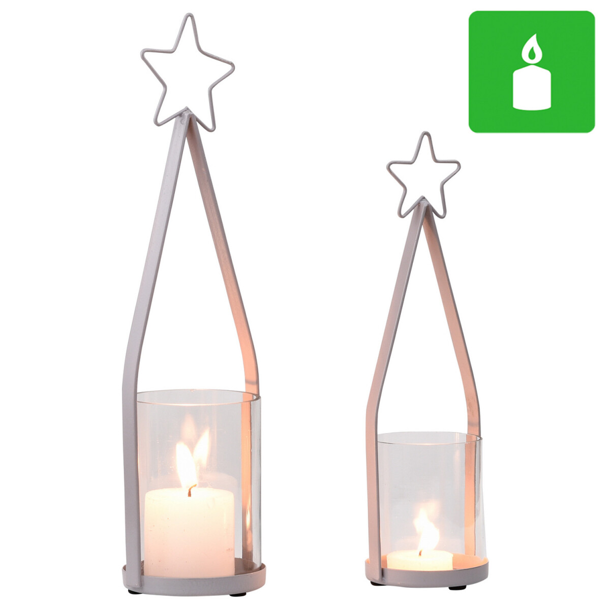 Lot de 2 bougeoirs de Noël rétro Bomiki