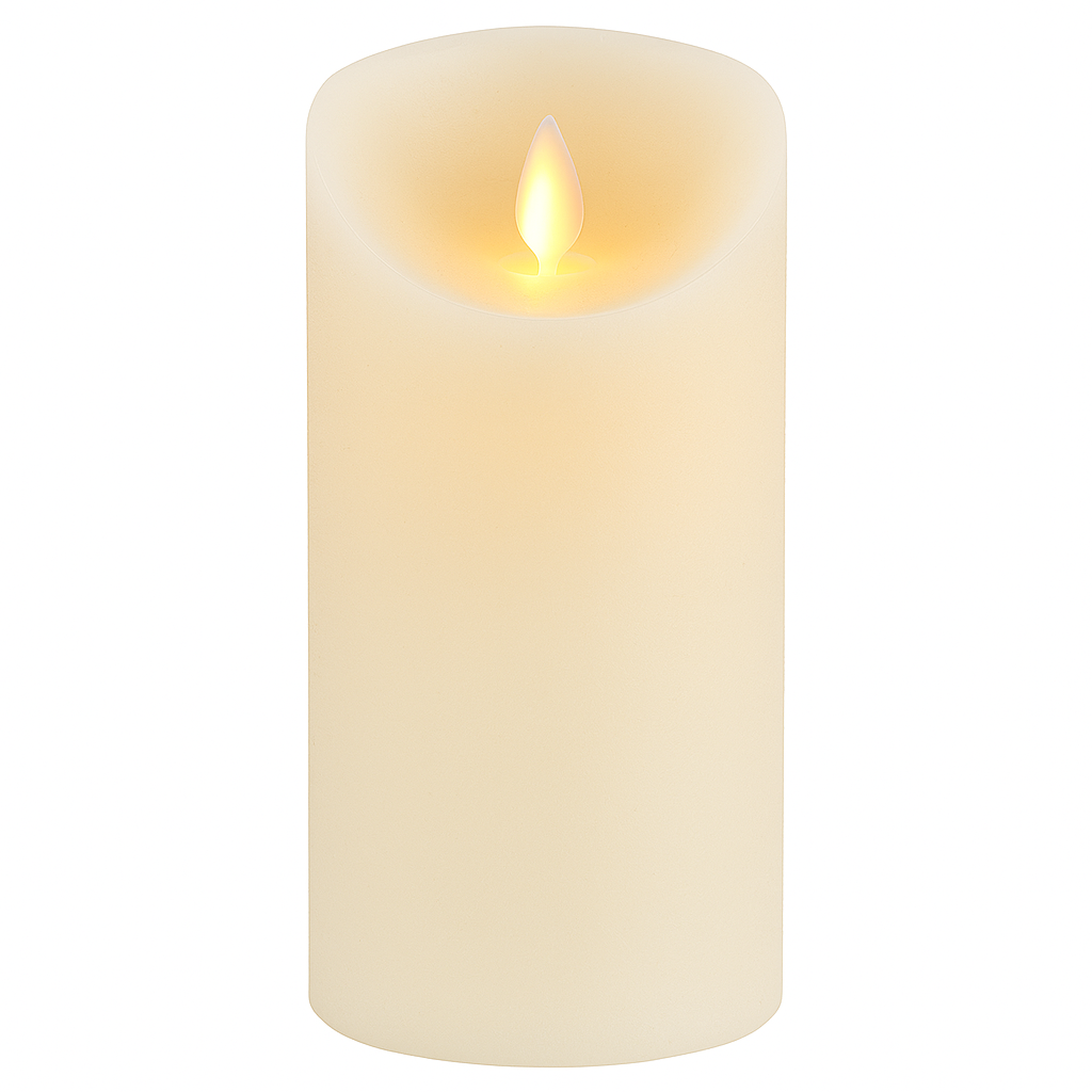 Bougie LED en cire véritable, H 15 cm × L 7,5 c