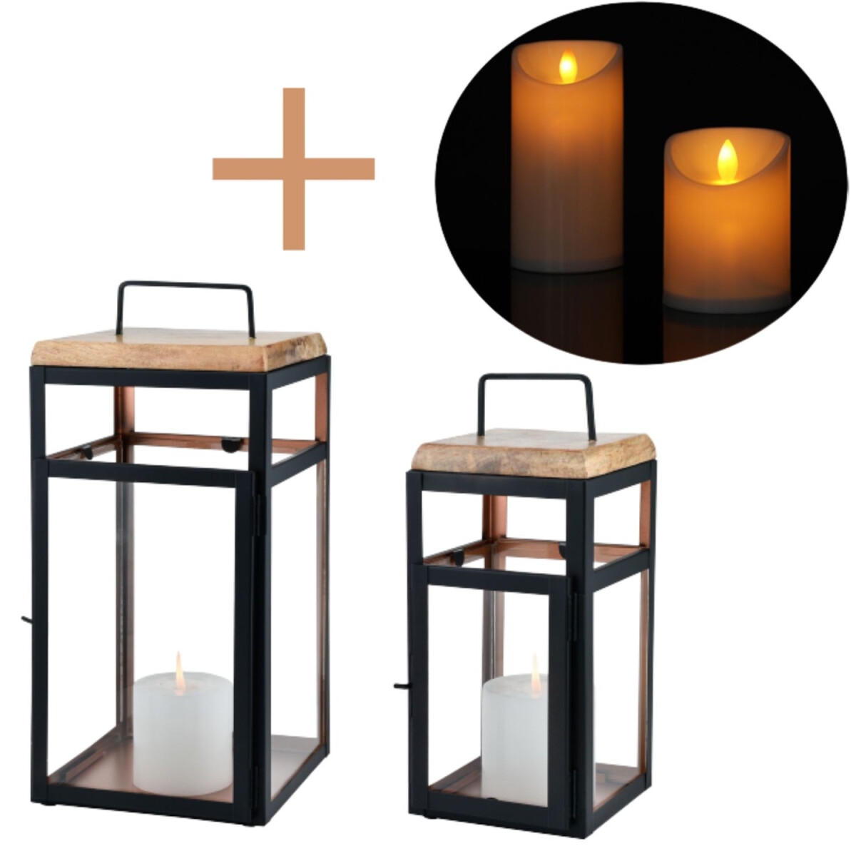 Lot de 2 lanternes LED de style scandina box